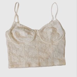 GARAGE - white crop lace top in XS